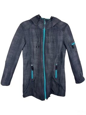 Halifax Traders Gray Blue Hooded Full Zip Fleece Lined Softshell Jacket‎ Size S